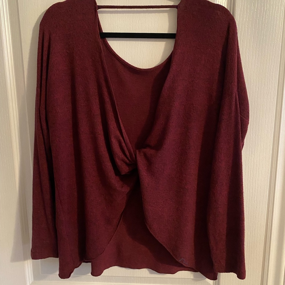 Open Back Knotted Burgundy Sweater